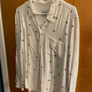Rails White Shirt with Brown Star Pattern